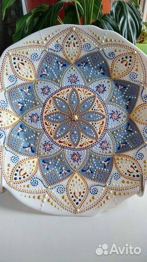 Блюдо точечная роспись, ручная работа, упи