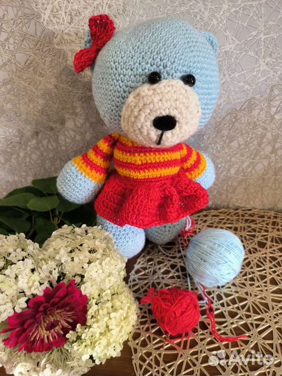 Медвежонок амигуруми ручная работа подарок малышу