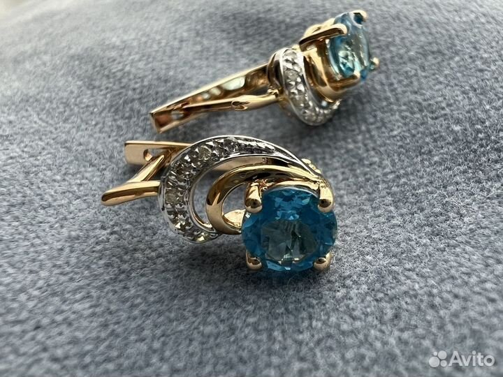 Серьги с топазами и бриллиантами