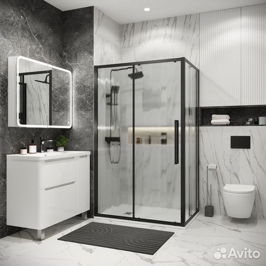 Душ.огр. Cosmo (10090195) черн мат, стекло шиншил