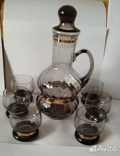 Сервиз-позолота.Хрусталь Бокалы. Редкая банка СССР