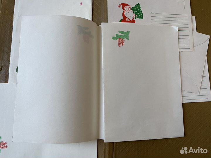 Новогодние рождественские конверты и бумага винтаж