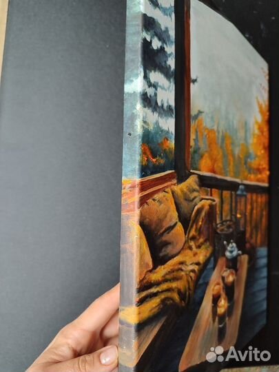 Картина маслом Осень, Осенний пейзаж 40/30 см