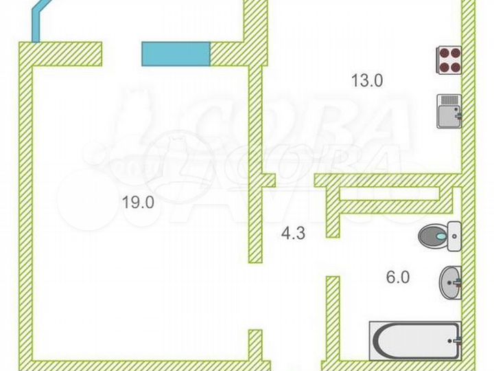 1-к. квартира, 42 м², 12/14 эт.