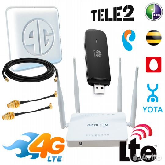 Комплект 4G(LTE) + WiFi роутер