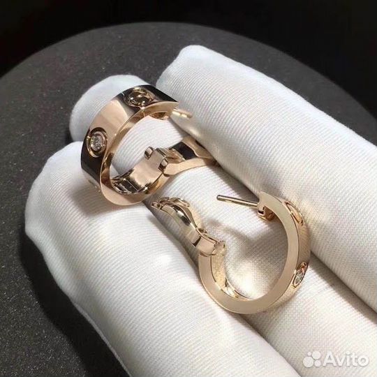 Серьги Cartier Love, золото, бриллианты