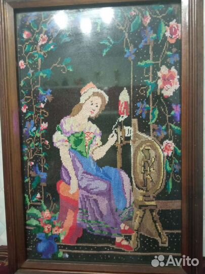 Старинная картина из вышивки