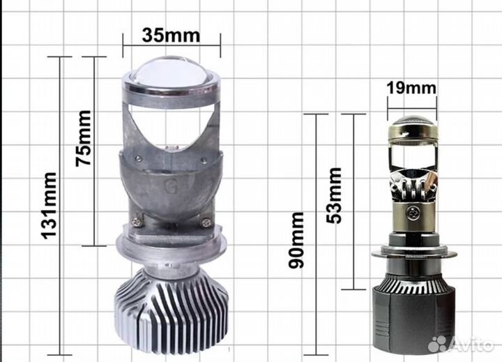 Светодиодные лампы LED H7 A80 линза