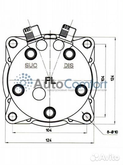 Компрессор 5H14, 12V, PV8, FL вертикальные выходы1