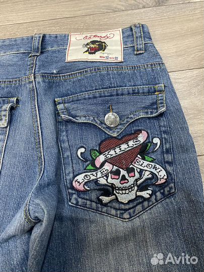 Ed hardy джинсы широкие y2k vintage винтаж М