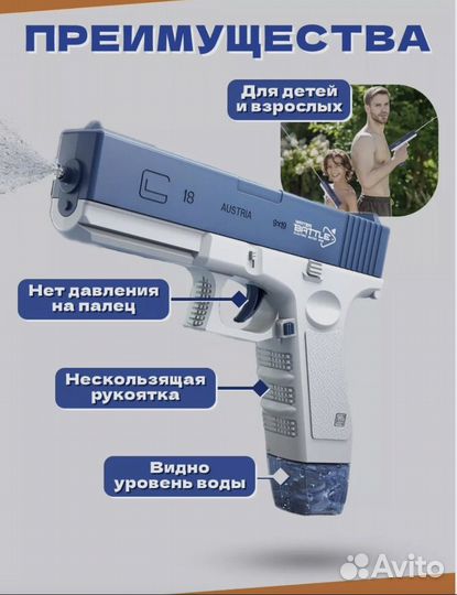 Водный пистолет электрический Glock