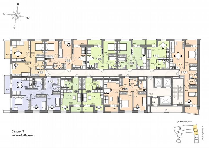 2-к. квартира, 61,3 м², 12/26 эт.
