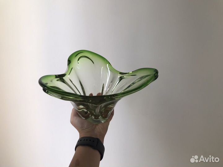 Ваза для фруктов цветное стекло СССР