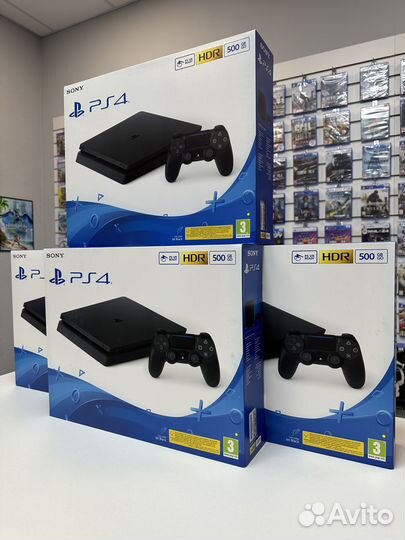 Sony PlayStation 4 Slim 500gb (новая) + 50 игр