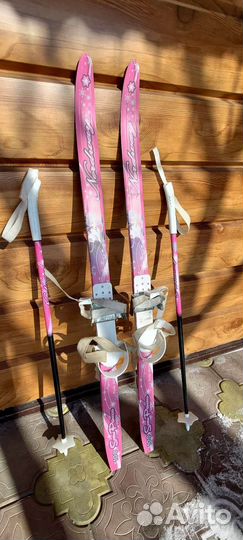 Лыжи детские беговые 100 см. С палками