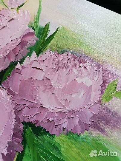 Картина маслом 50х70, Пионы 