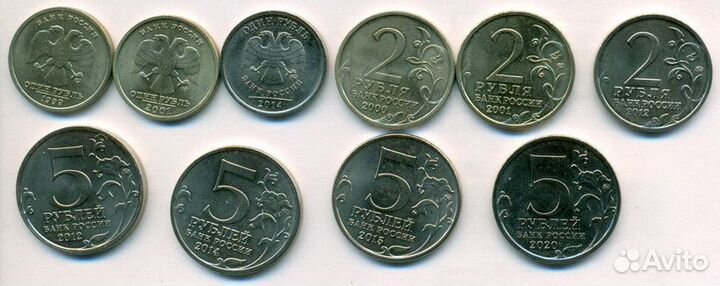 Юбилейные монеты России, от 1 до 25