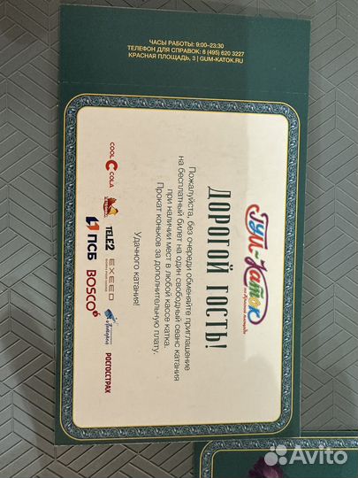 Билет в гум каток