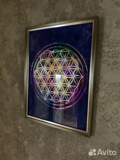 Картина акрилом с цветной поталью