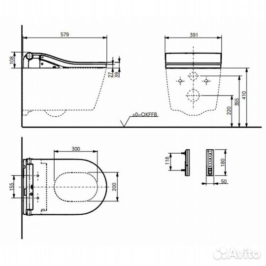 Унитаз подвесной с крышкой washlet ewater+ totoRX