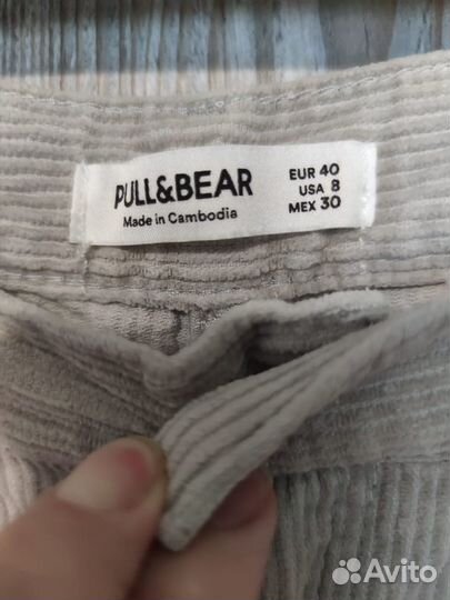 Джинсы вельветовые широкие pull&bear