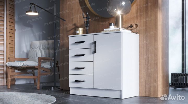 Комод К800-1Д Белый гладкий