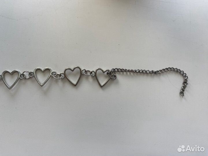 Цепочка чокер с сердечками