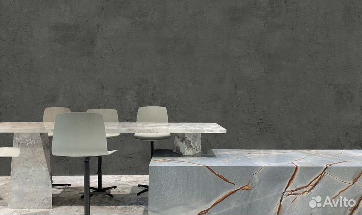 Итальянские обои dark grey real cement