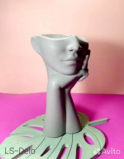 Силиконовая форма Милота ваза голова из гипса молд