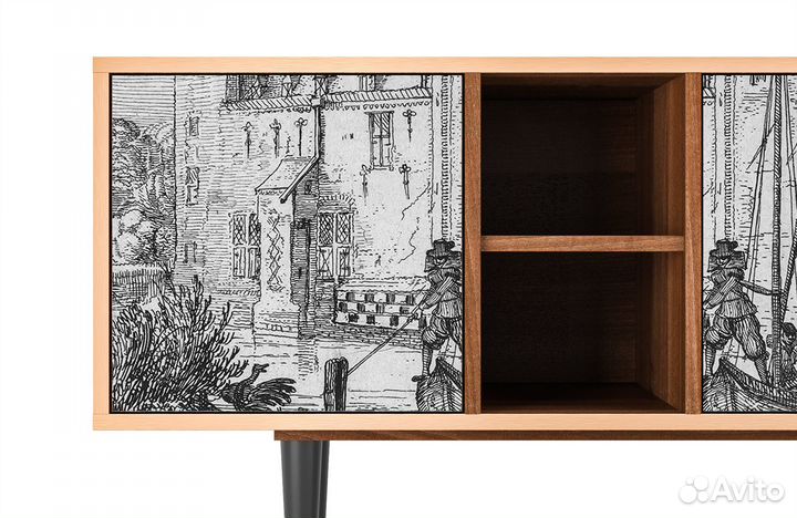 Тв-тумба T5 - Орех - Castle with Lift Bridge