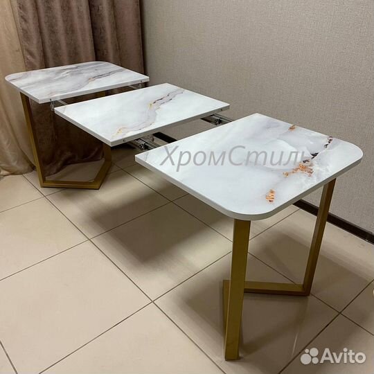 Кухонный обеденный раздвижной стол на М-опорах