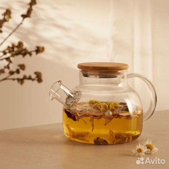 Чайник заварочный с бамбуковой крышкой, 1 л