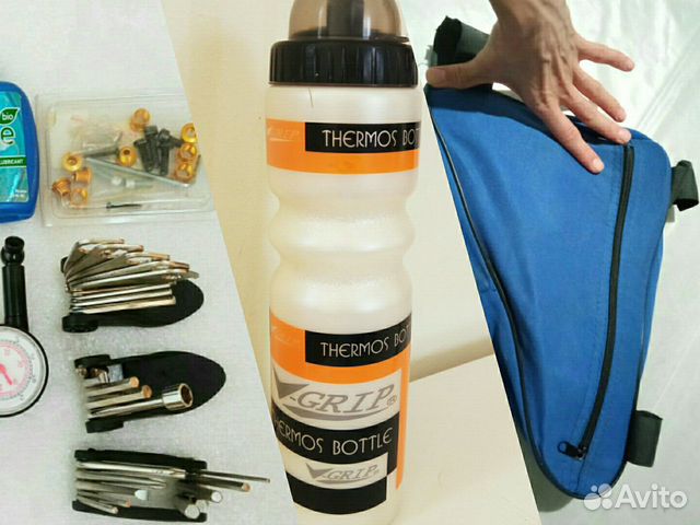 Мультитул, сумка под раму, термос для велосипеда