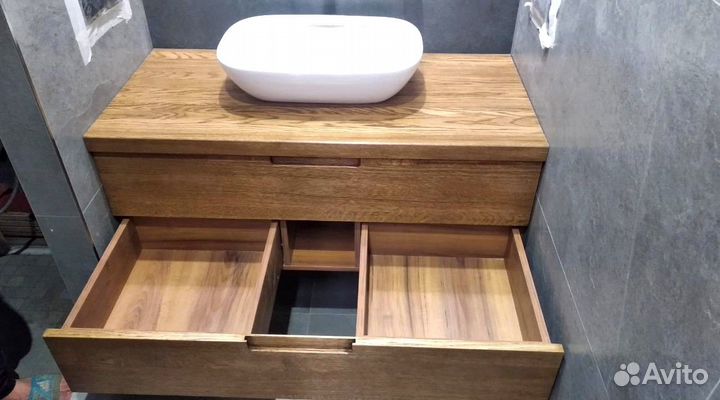 Столешница из дерева для ванной комнаты