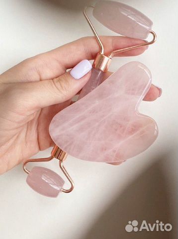 Массажный набор из настоящего розового кварца