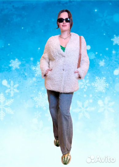 Шубка пальто модная демисезонная барашек