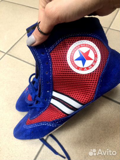 Обувь для самбо борцовки крепышя красные/синие
