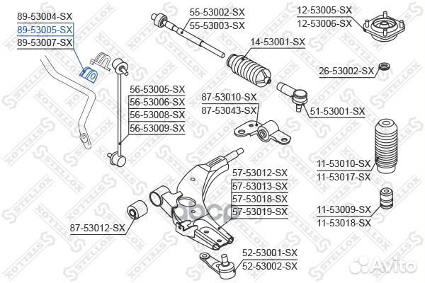 89-53005-SX втулка стабилизатора переднего. KIA