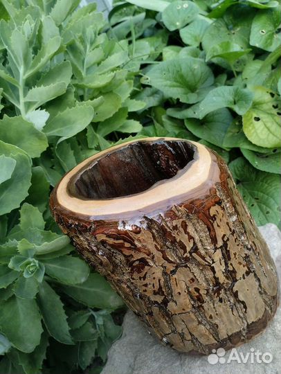 Ваза для цветов декоративная деревянная