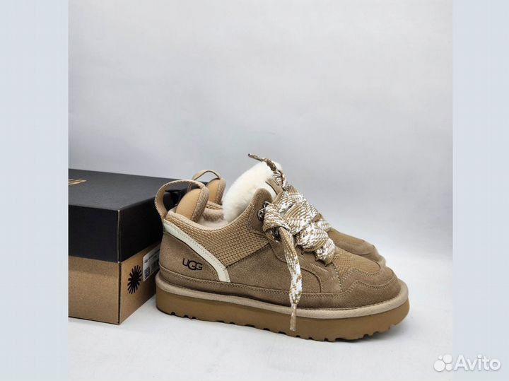 UGG (угги) настоящие женская модель Lowmel Sneaker Бежевого цвета