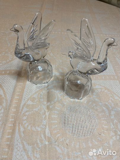 Хрусталь СССР подсвечник лебеди бокалы