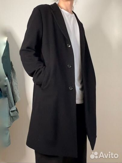 Пальто шерстяное мужское Uniqlo чёрное