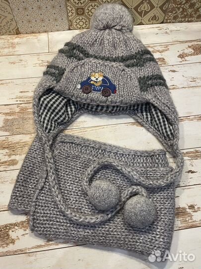 Шапка+шарф зимние