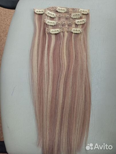 Волосы натуральные на заколках новые