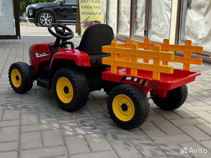 Детский электромобиль трактор с прицепом