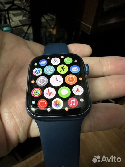 Часы apple watch 7 45 mm blue