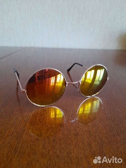 Очки солнцезащитные круглые желтые зеркальные