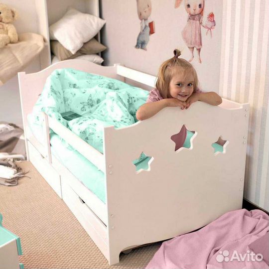 Кроватка сингл высокий борт из массива для малыша