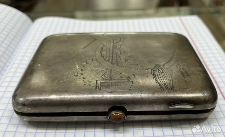 Портсигар СССР агитация, серебро 875 проба