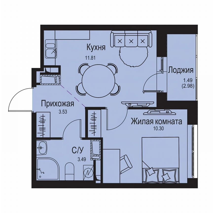 1-к. квартира, 30,6 м², 4/9 эт.